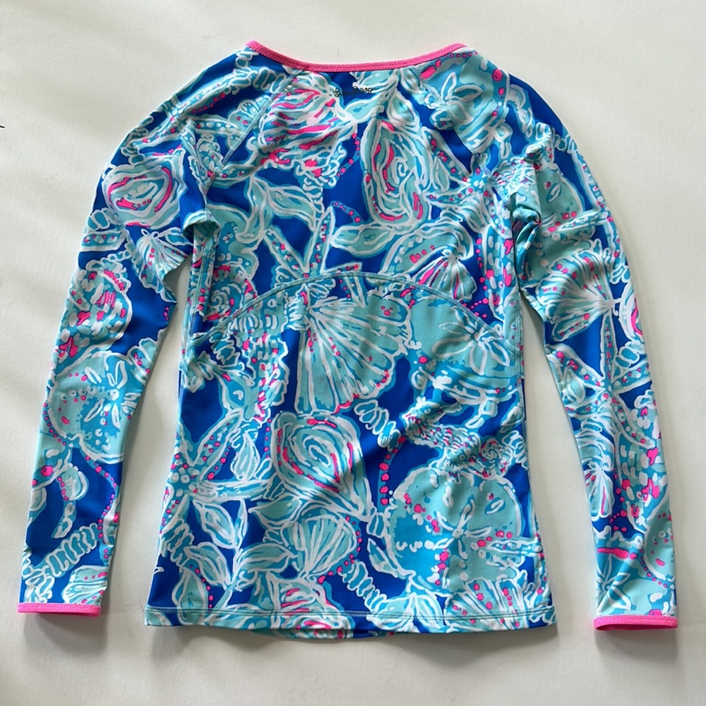 Lilly Pulitzer Luxletic UPF 50+ Sydney Sunguard Shirt in Bay Blue Into the Deep - Picture 6 of 7